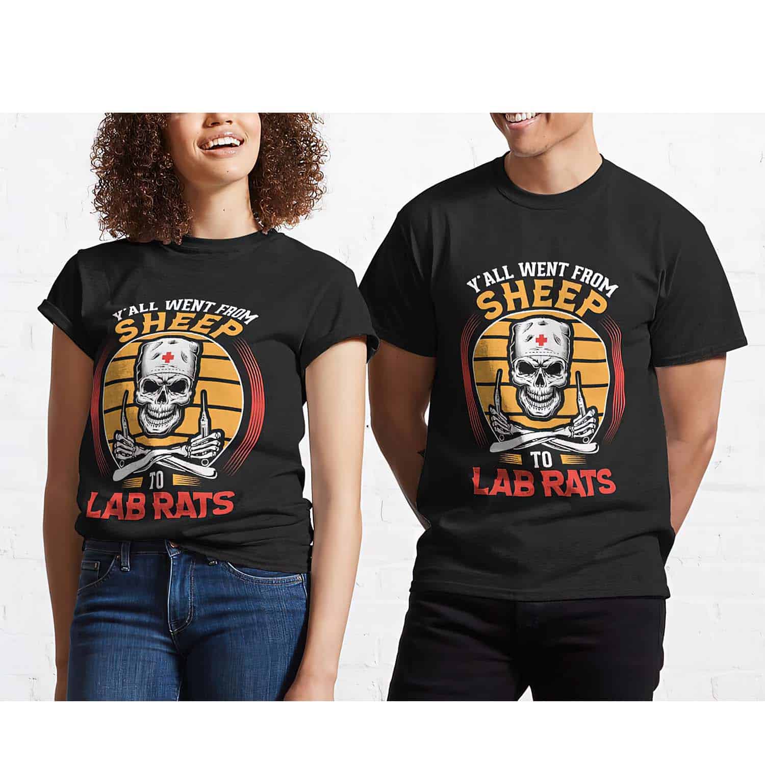 Skull Nurse Y’All Went From Sheep To Lab Rats Shirt