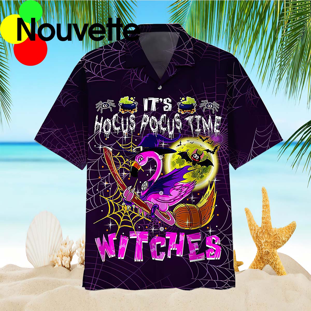 Flamingo It’S Hocus Pocus Time Witches Hawaiian Shirt