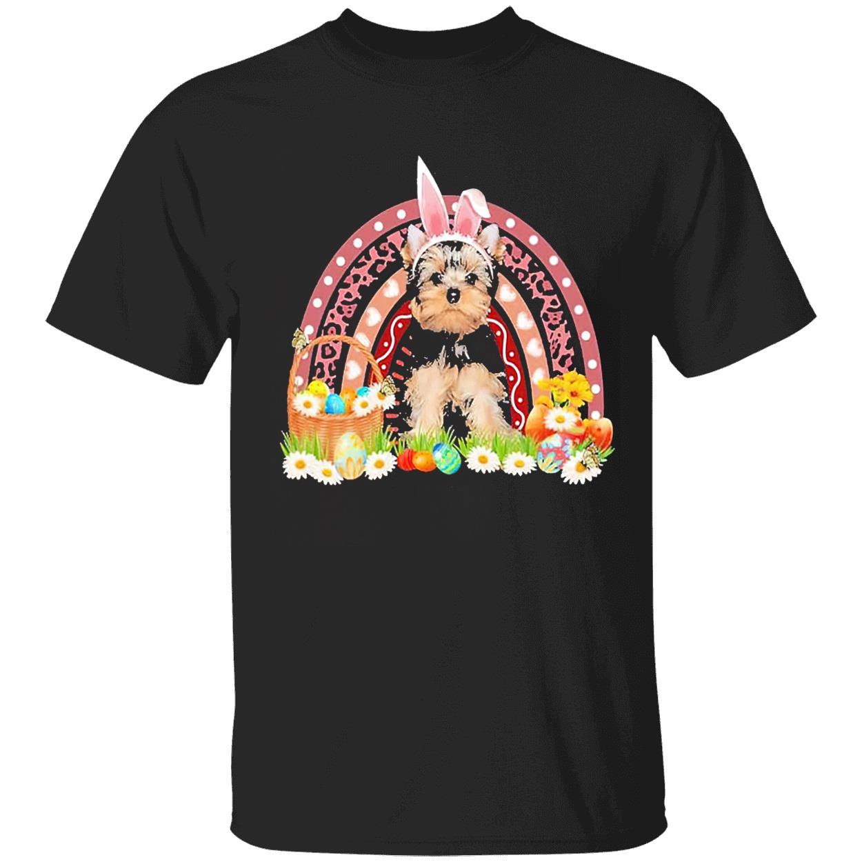 Easter Bunny Pink Dog Yorkshire Terrier Rainbow Shirt
