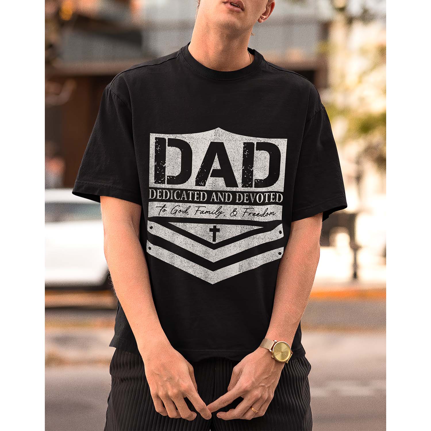 Dad Dedicated And Devoted To God Family And Freedom Shirt