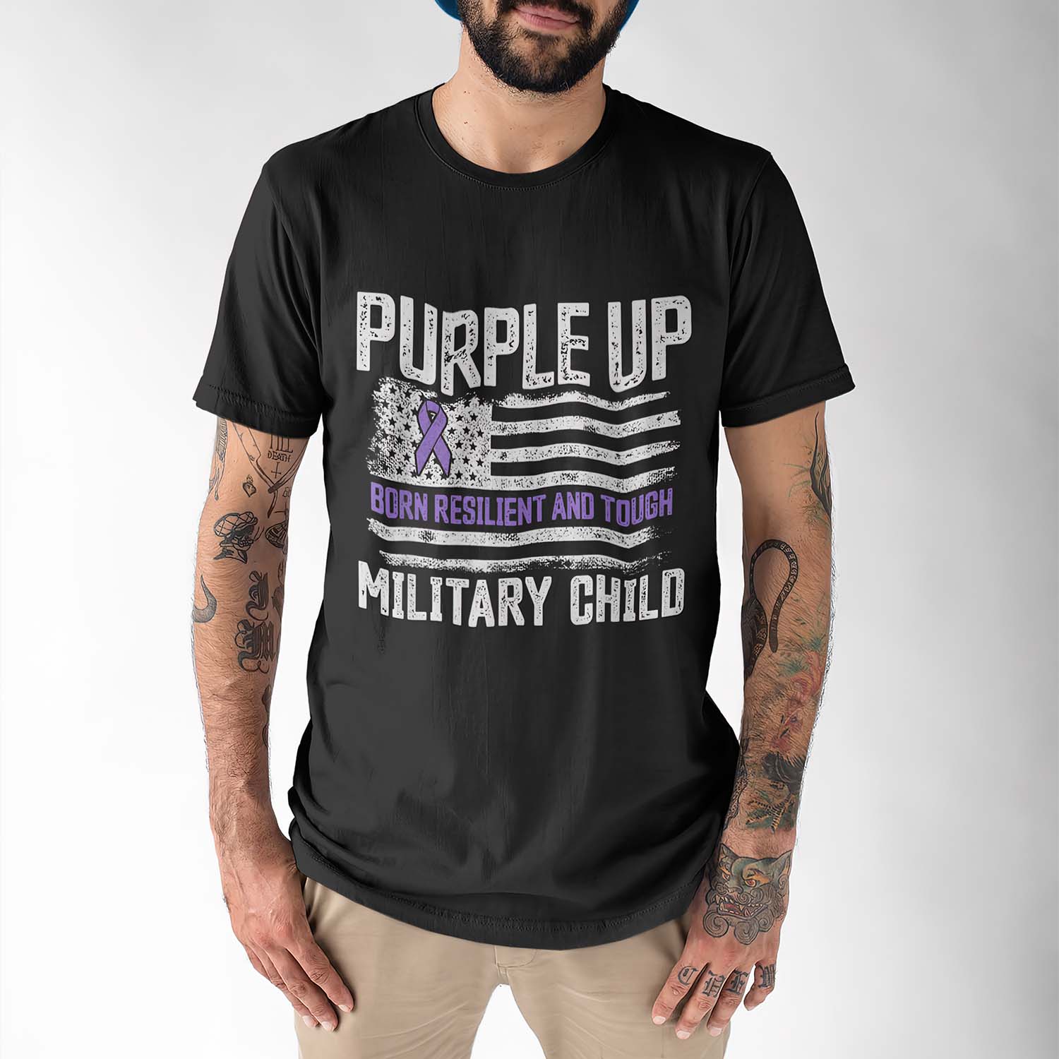 Purple Up Born Resilient And Tough Military Child Shirt