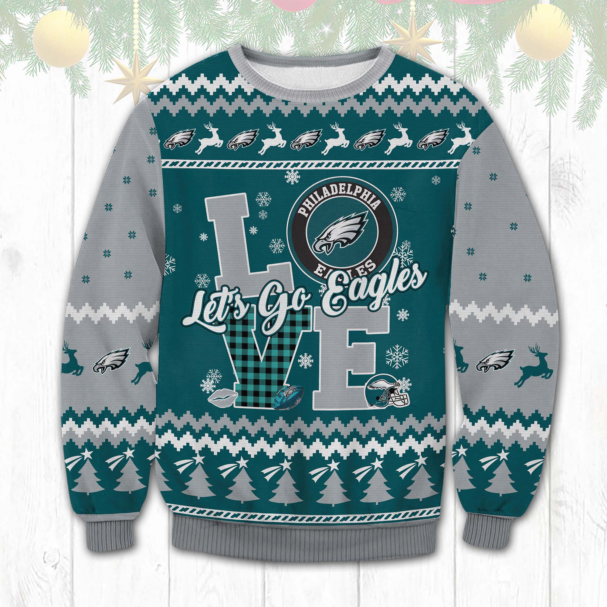 Philadelphia Eagle Love Let’S Go Eagles Ugly Christmas Sweater