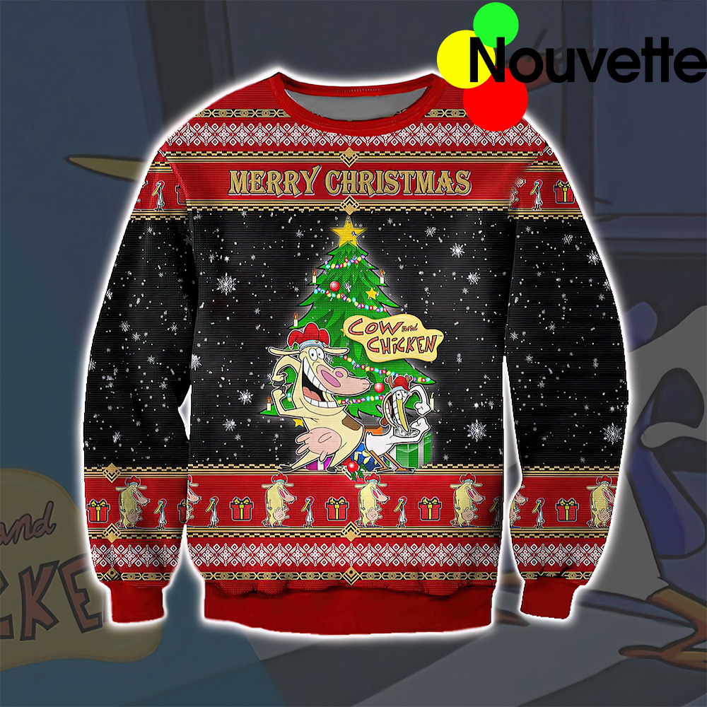 Cow And Chicken Ugly Christmas Sweater