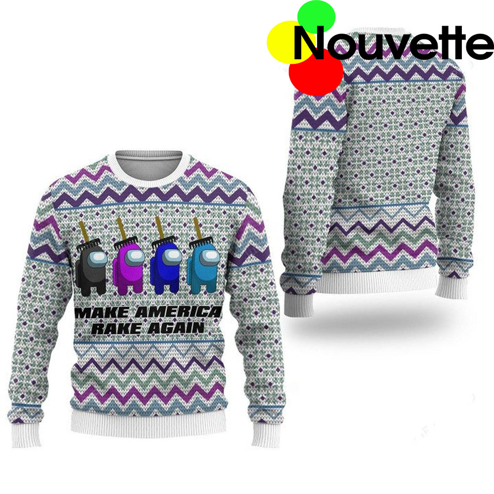 Among Us Make America Rake Again Christmas Ugly Sweater