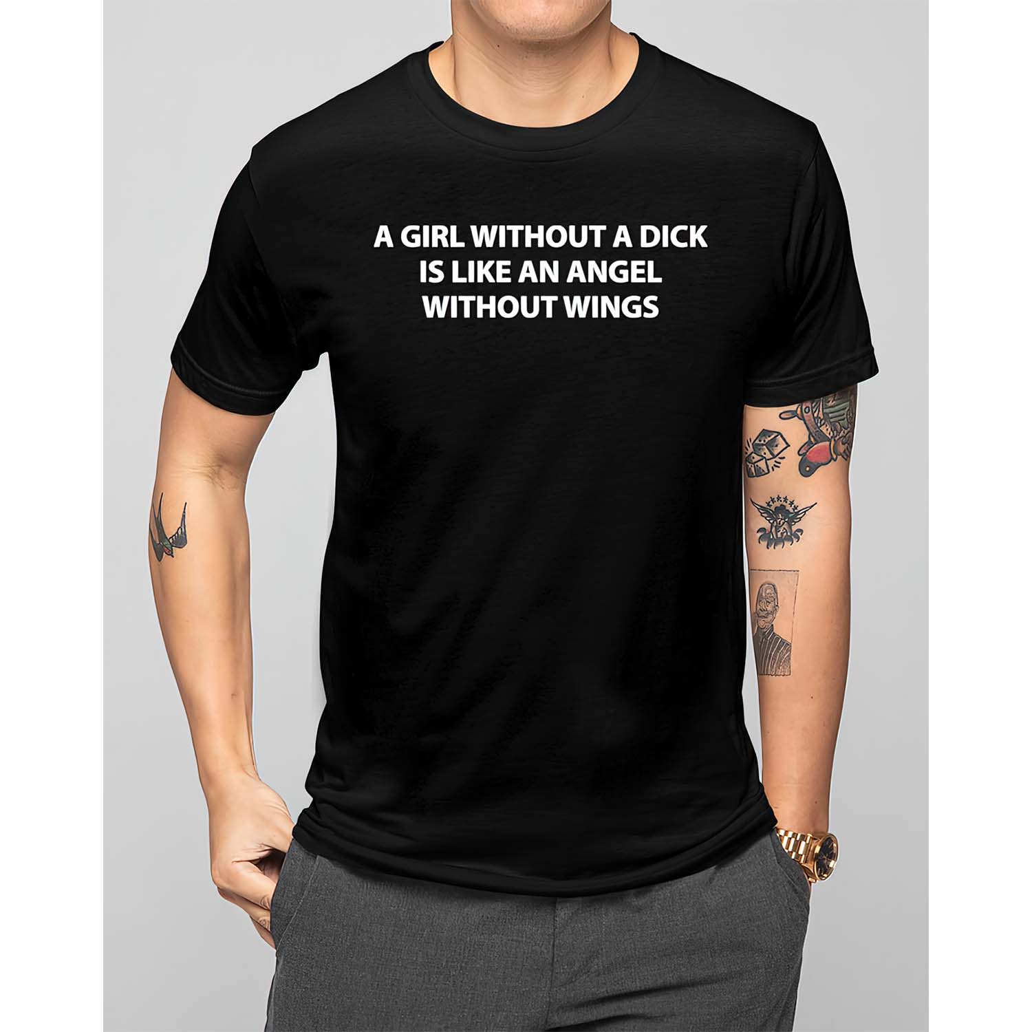 A Girl Without A Dick Is Like An Angel Without Wings Shirt