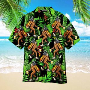 Bigfoot Love Golf And Beer Aloha Hawaiian Shirt