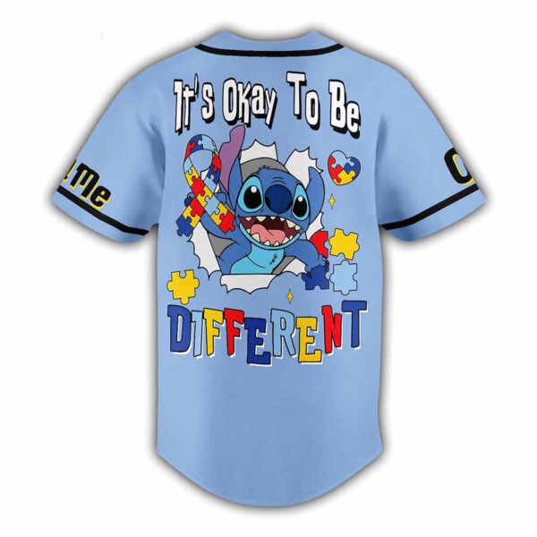 Stitch Its Okay To Be Different Autism Awareness Custom Baseball Jersey