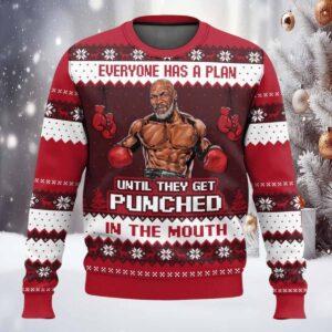 Mike Tyson Everyone Has A Plan Until They Get Punched In The Mouth Christmas Sweater