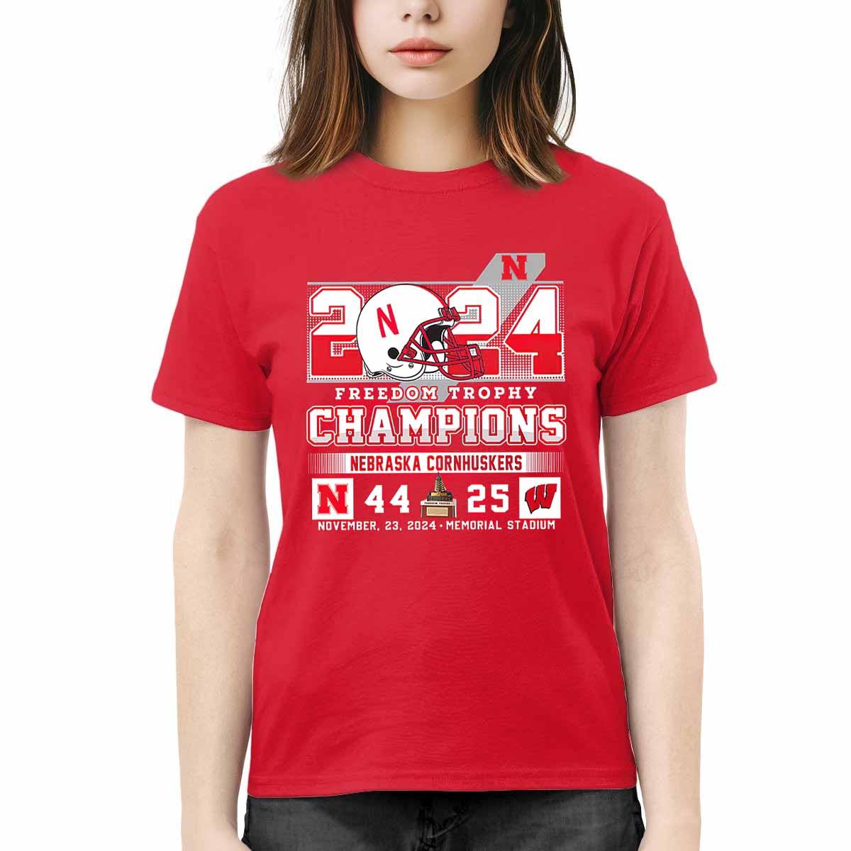 2024 Freedom Trophy Champions Nebraska 44 25 Wisconsin Shirt 2024 Freedom Trophy Champions Nebraska 44 25 Wisconsin Shirt