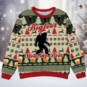 Bigfoot Stole My Beer Chrismas Ugly Sweater