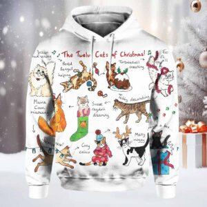 The Twelve Cats Of Christmas Hoodie