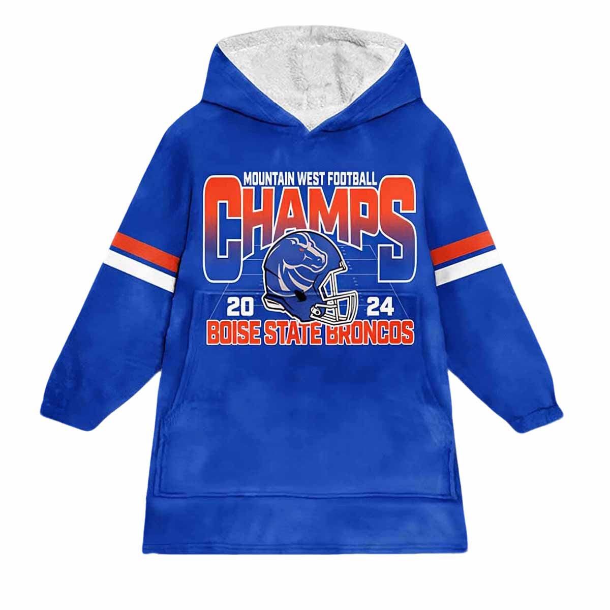 Mountain West Champs 2024 Broncos Football Unisex Blanket Hoodie Mountain West Champs 2024 Broncos Football Unisex Blanket Hoodie
