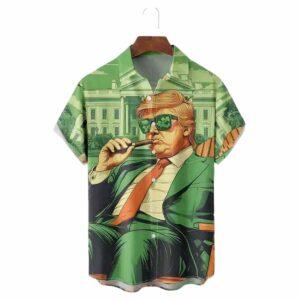Trump Smoking Cigarette Happy St Patricks Day Hawaiian Shirt