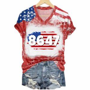 V-Neck 8647 Print Tie-Dye T-Shirt