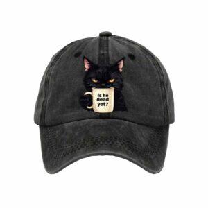Unisex Cat Is He Dead Yet Print Baseball Cap Unisex Cat Is He Dead Yet Print Baseball Cap